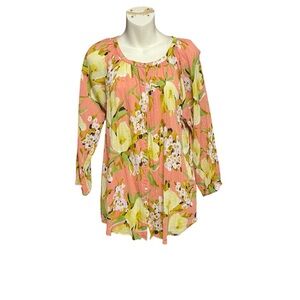 Floral Blouse with Pink and Yellow Design